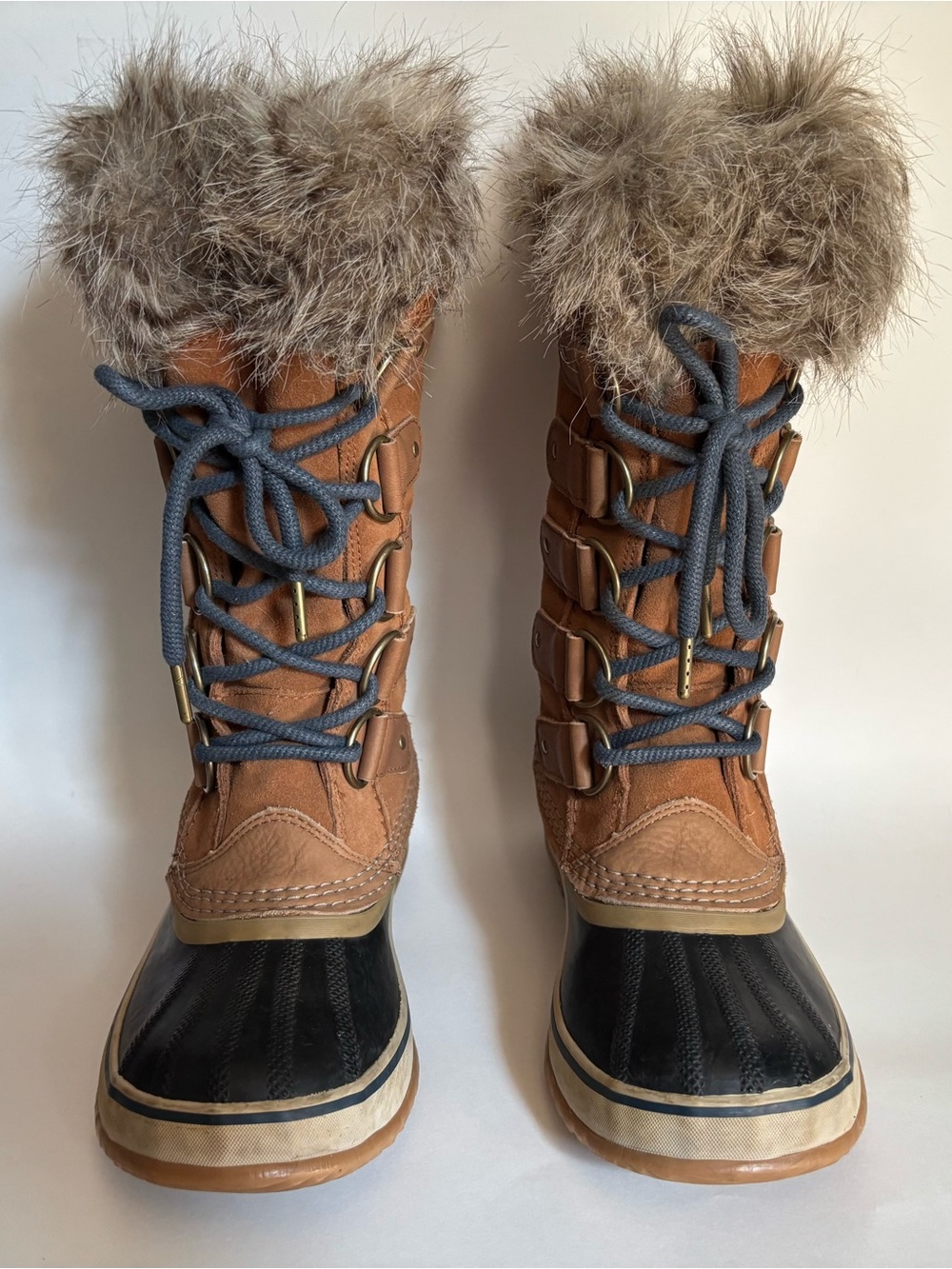SOREL Joan of Arctic Women's Brown Suede Faux Fur Winter Snow Boots Size 8